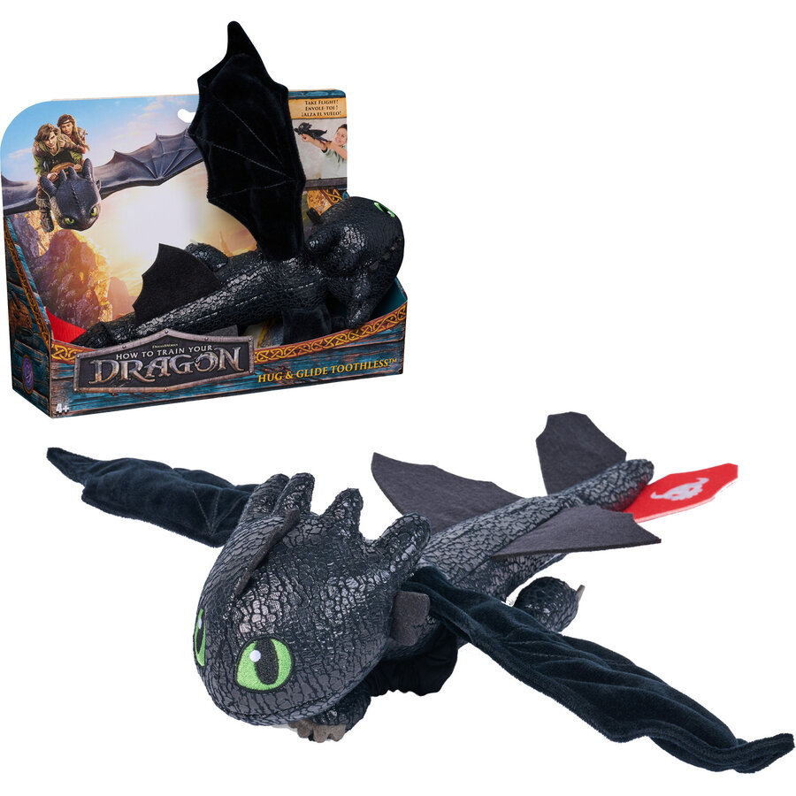 Spin Master How to Train Your Dragon - Toothless Plush Dragon, Toy Figure with Gliding and Gripping Function