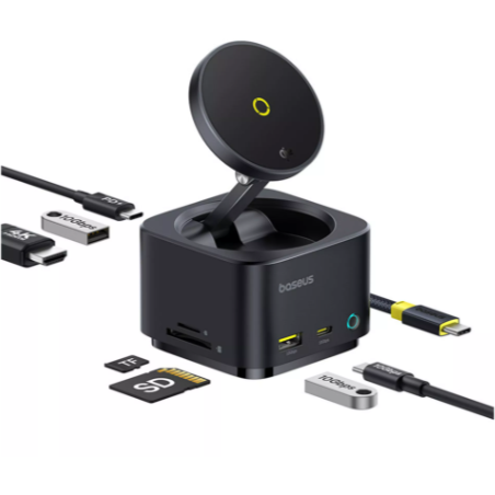 Statie Incarcare MagPro Series 7-in-1  Incarcare Wireless Magnetica 15W  4K HDMI  2x USB-A  1x UBS-C  1x TF/SD  1x PD  Negru