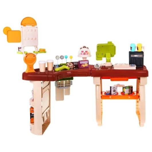 Supermarket Pentru Copii 52 Piese Sunete Si Lumini Casa De Marcat Bani Falsi Espressor Multicolor