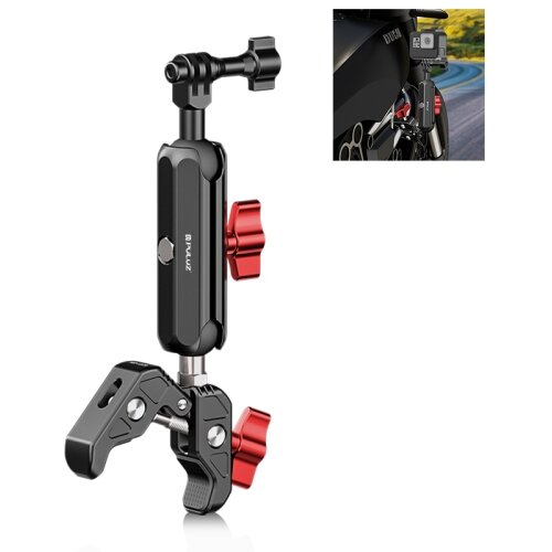 Suport de Motocicleta PU3211 pentru Camere de Actiune Osmo Action 5 Pro si Insta360 X5 / X4 / X3 Montare pe Ghidon Negru/Rosu