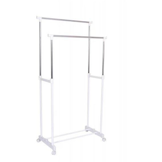 Suport Dublu Pentru Umerase Raft Incaltaminte Roti Transport Inaltime Ajustabila 159x80x41Cm