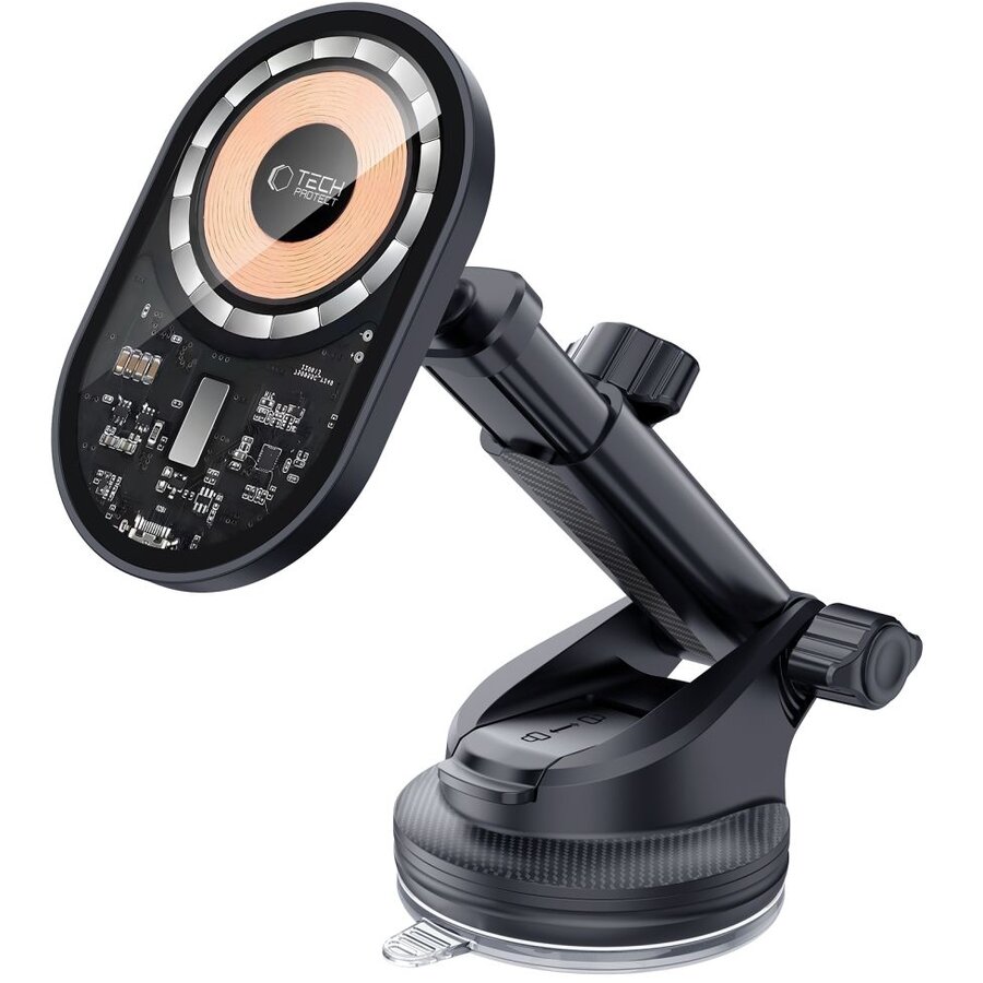 Suport V6 Magnetic 2 in 1 Compatibil MagSafe Dashboard/Air Vent Mount 15W Cablu USB-C 1m Inclus Negru