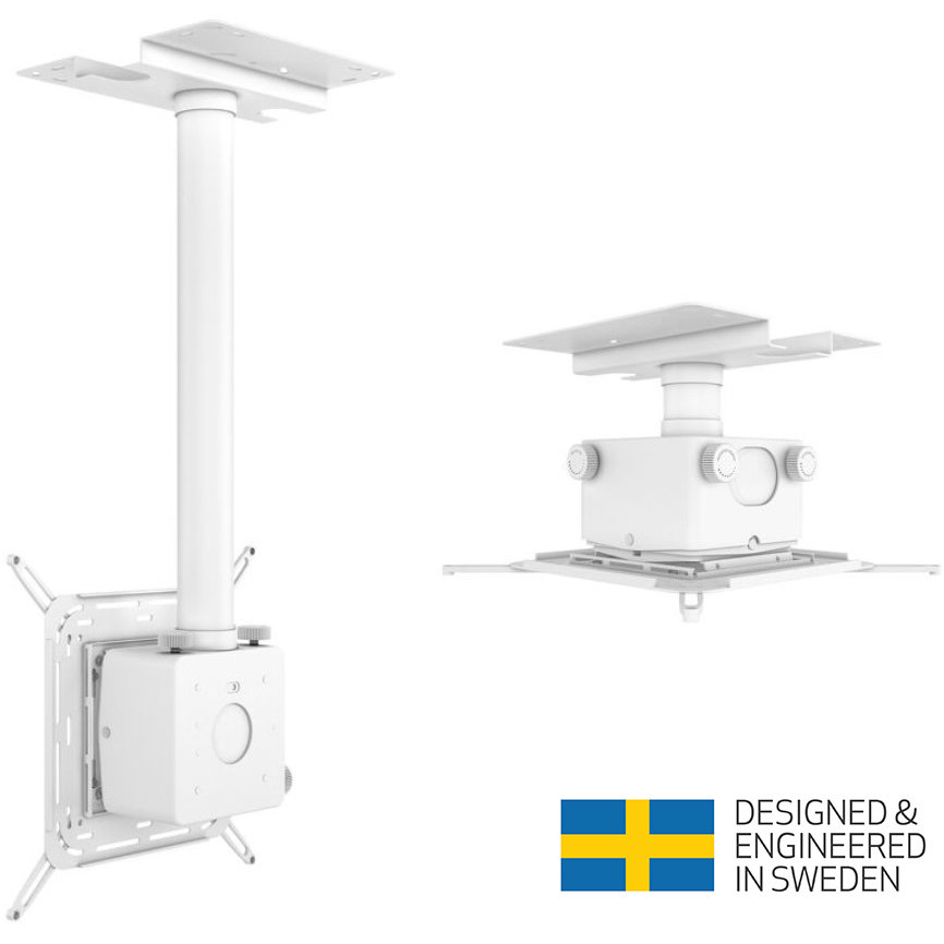 Suport Videoproiector Tavan MB-0594 Reglabil Inaltime Inclinare Laterala 90grade 40kg Alb