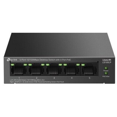 Switch 5 Porturi 10/100 Mbps 4-Port PoE Negru