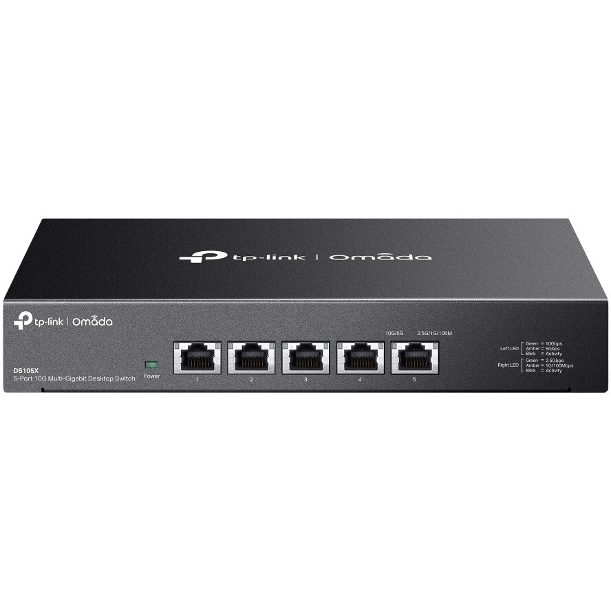 Switch Omada DS105X fara Management 5 Porturi 10-Gigabit Carcasa Metalica Negru