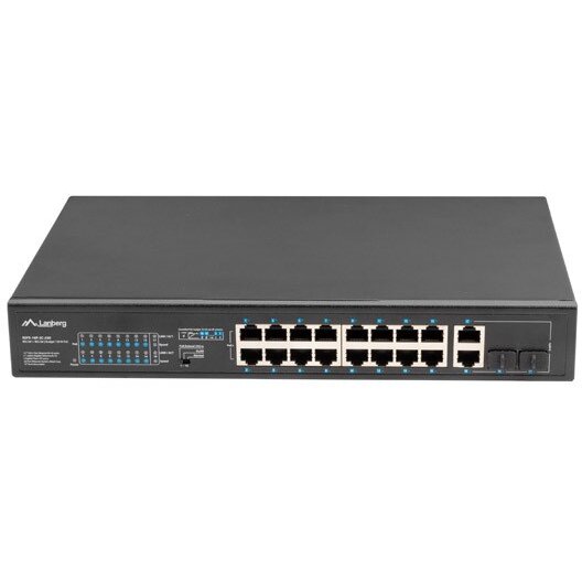 Switch POE+ 16x 100MB  250W Negru