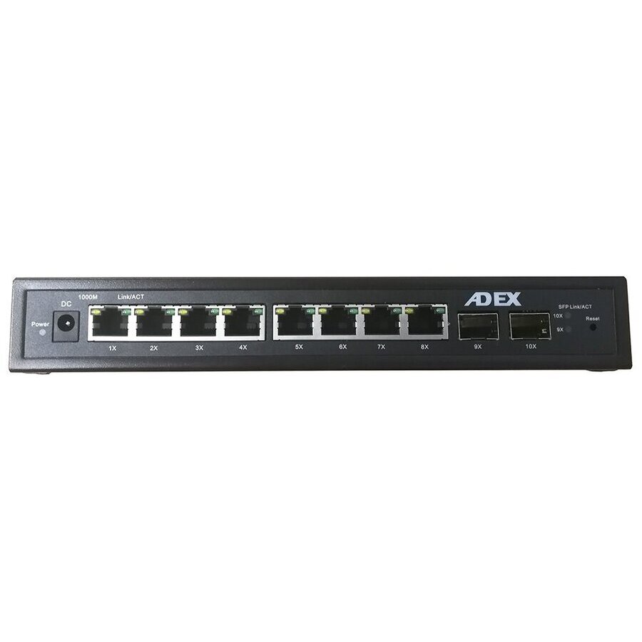 Switch Switch Adex AD1000-8GPD-2FM 8x Gbit Port 2x SFP Metal PoE Negru