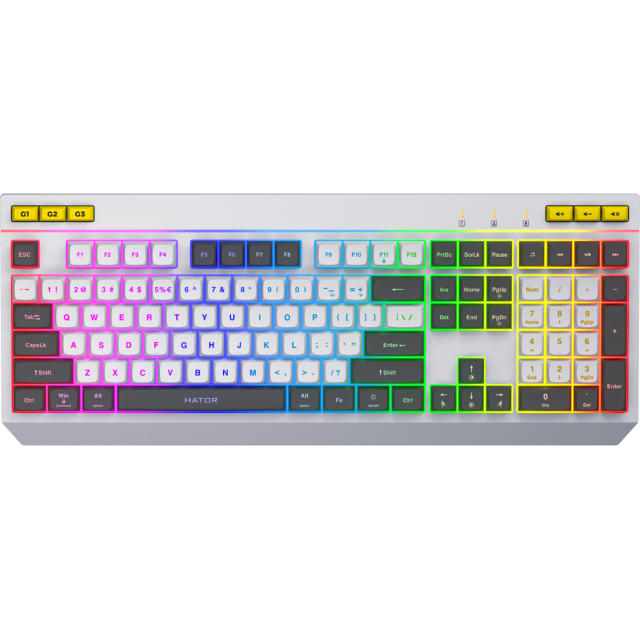 Tastatura Gaming cu Fir Icefall Iluminare RGB Layout EN Alb