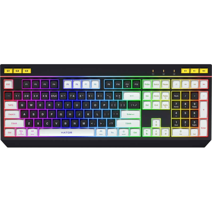 Tastatura Gaming cu Fir Icefall Iluminare RGB Layout EN Negru/Alb