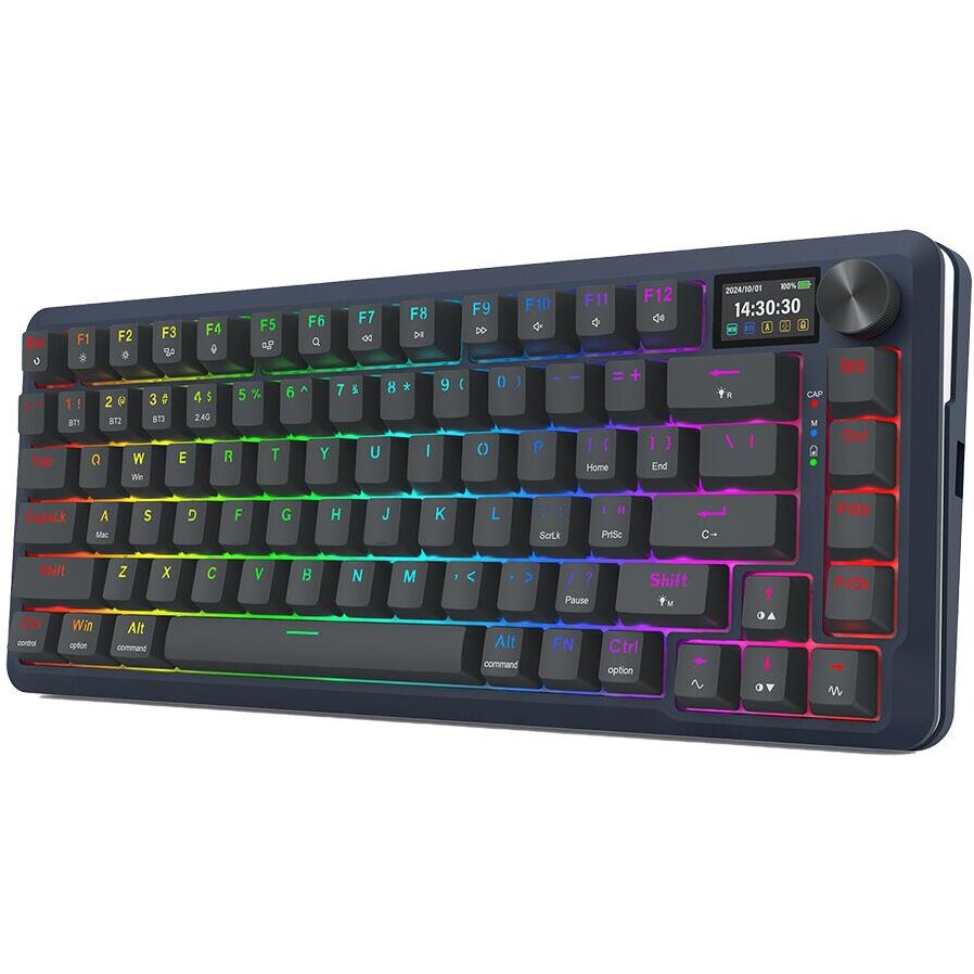 Tastatura Gaming Flekact Pro K708-RGB-PRO LCD cu Fir si Wireless Iluminare RGB Negru