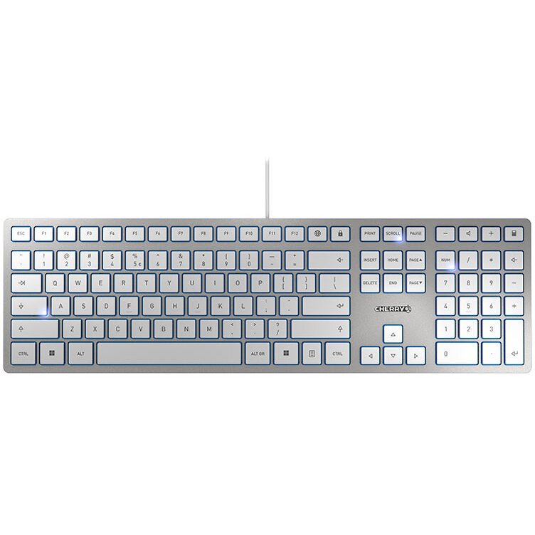 Tastatura Slim KC 6000 USB Layout English US/INT 110 Taste Argintiu/Alb