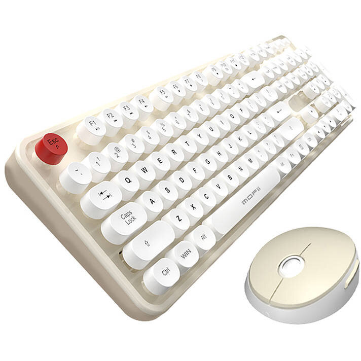 Tastatura Sweet, Wireless, 2.4G, 1600 DPI, Bej/Alb