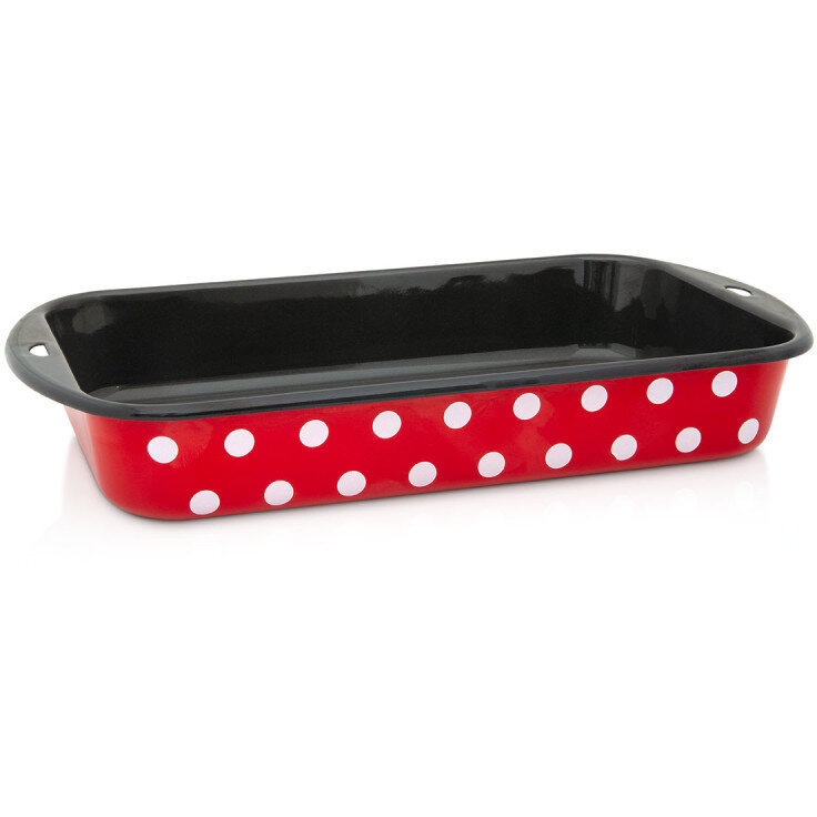 Tava pentru Copt Tufne 4L Lungime 34CM Emailata Rosu/Alb/Negru