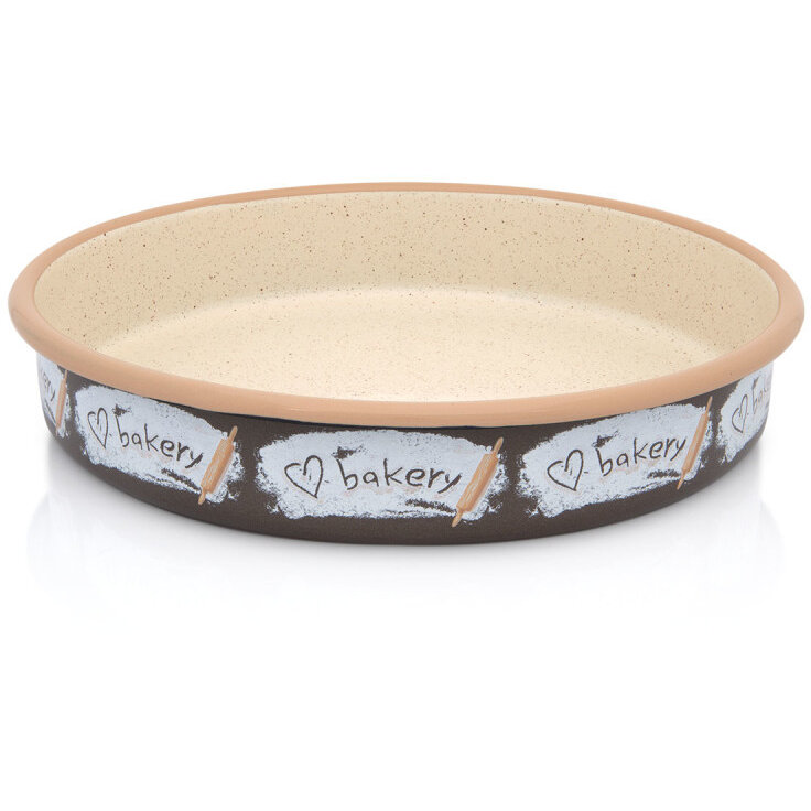 Tava Rotunda pentru Copt Bakery 3.44L Diametru 28CM Emailata Maro/Bej
