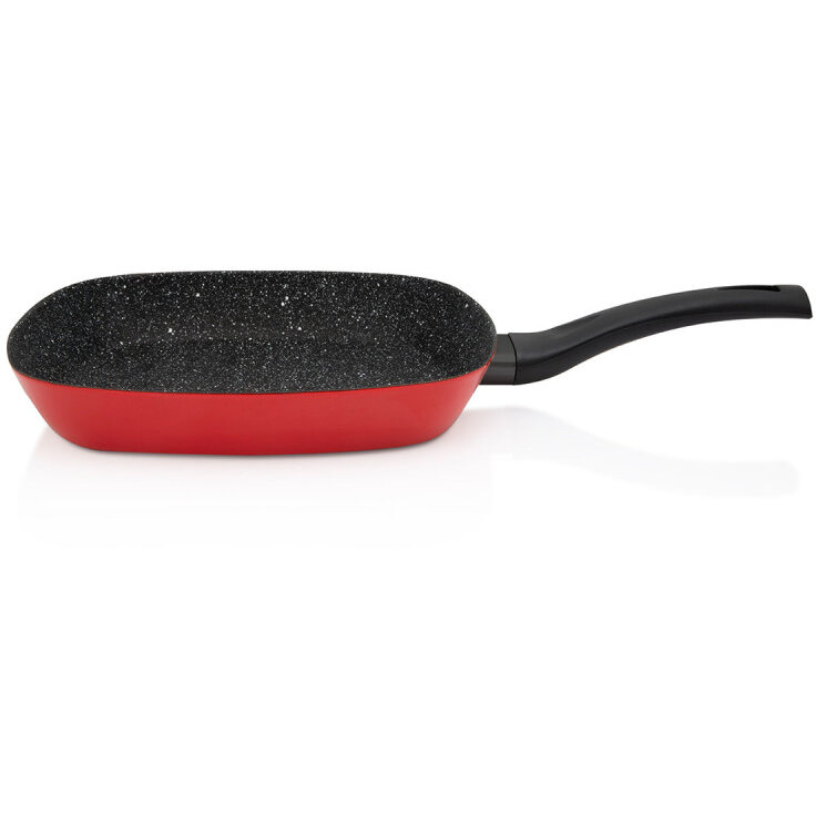 Tigaie Grill Granit Induction 2.2L 26CM Rosu/Negru