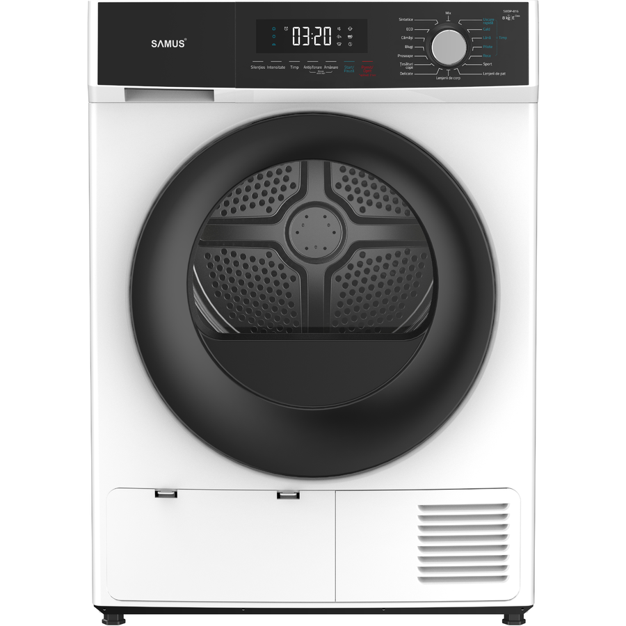 Uscator de Rufe cu Pompa de Caldura SWDP-816 8KG 16 Programe Afisaj Electronic Clasa E Alb