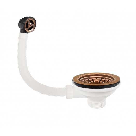 Valva pentru Chiuveta PVD Copper Diametru 92MM cu Preaplin pe Cuva Alb/Cupru