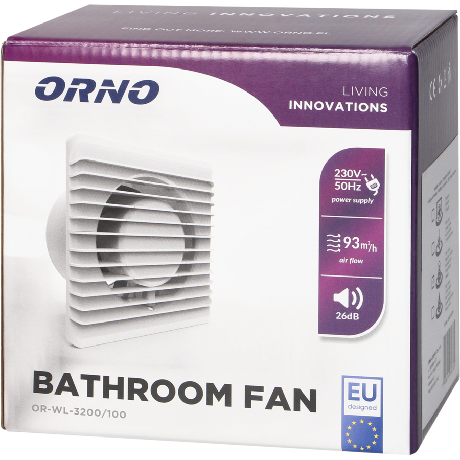 Ventilator Baie OR-WL-3200/100/TS Temporizator Montare in Perete Silentios 8W 2400RPM 100MM Alb