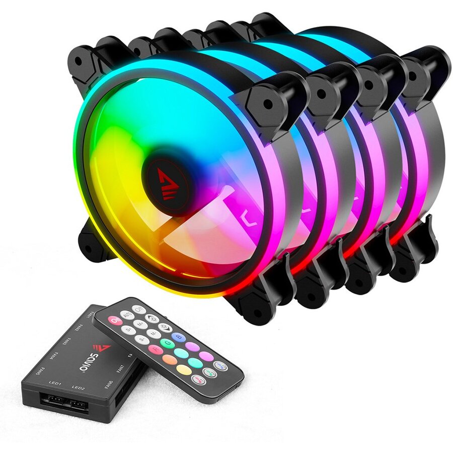 Ventilator Carcasa x4 FAN-01  120mm ARGB Remote Control Negru