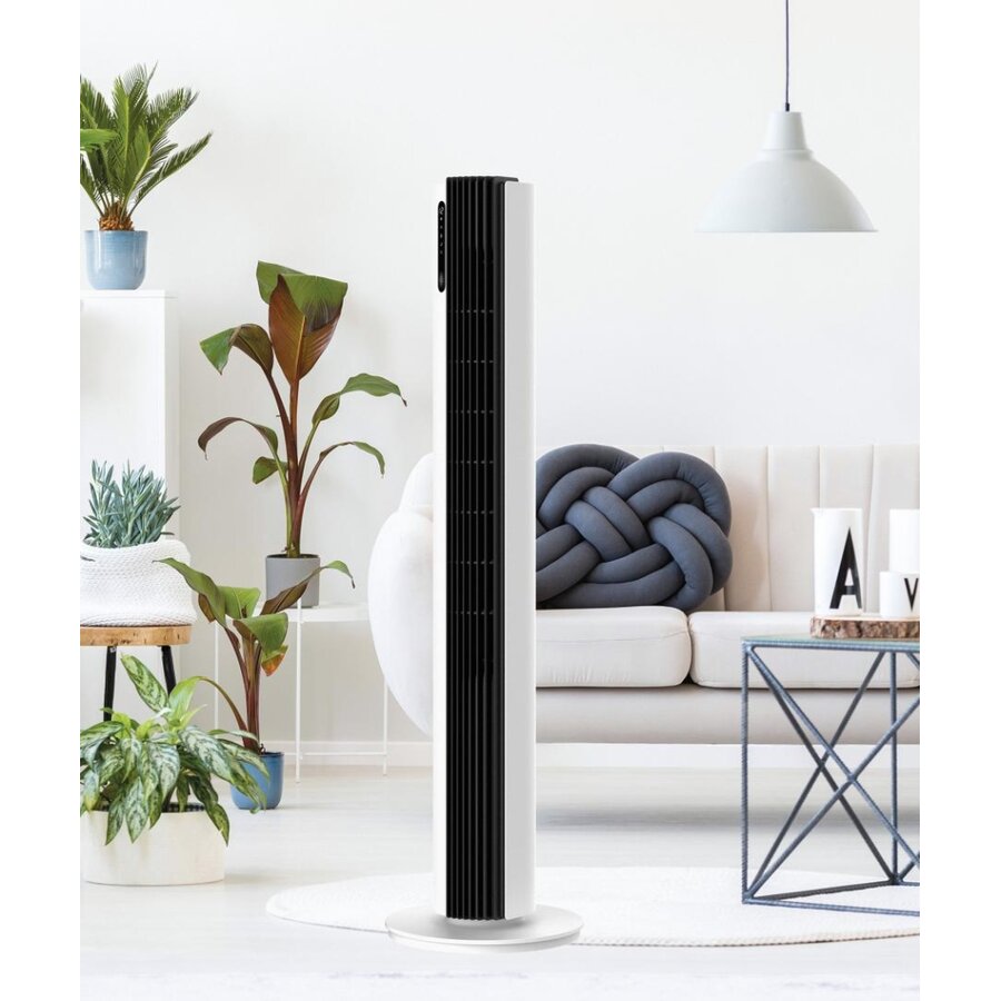 Ventilator Turn HTF-LDC30WH 12 Trepte Viteza Display LED Control Tactil Functie Sterilizare Telecomanda Inaltime 110CM 30W Alb