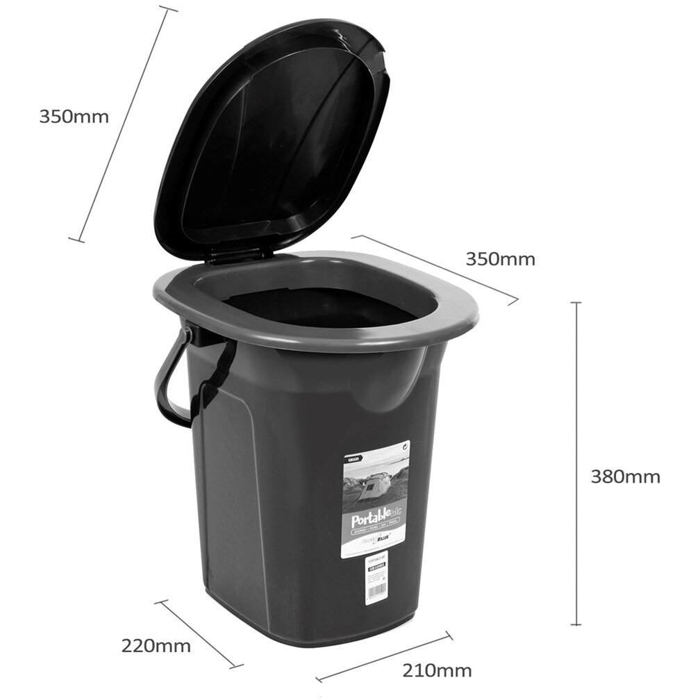  GB320BL Portable Travel Toilet Bucket Seat Camping Festival Handle Lid Durable Stable19L