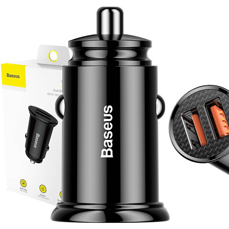 Încărcător Auto 2xUSB QC3.0 5A 30W (negru)
