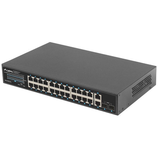 Switch 24x 1GB PoE+/2x GB 2x SFP rack 19inch 250W Gri