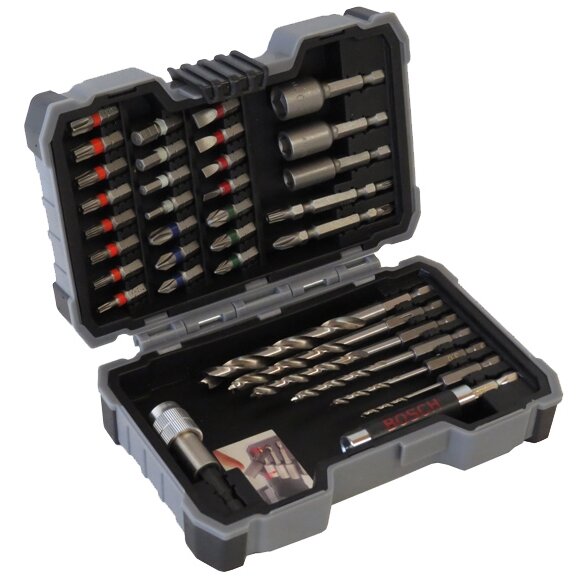 2607017327 - Set accesorii insurubare si burghie lemn, 35 bucati