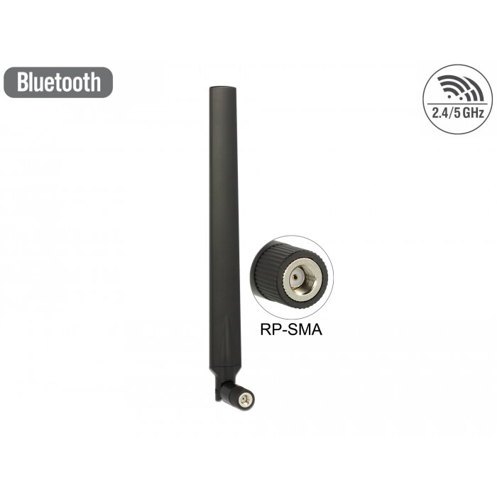 Accesoriu Retea Antenă WLAN 802.11 ac/a/h/b/g/n RP-SMA tată 4 - 7 dBi, omnidirecţional, cu articulaţie neagră