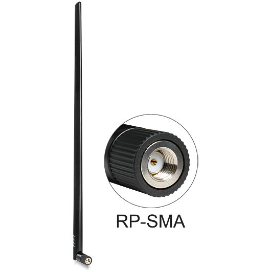 Accesoriu Retea Antenă WLAN 802.11 b/g/n, tată RP-SMA, 9 dBi omnidirecţional, cu articulaţie neagră