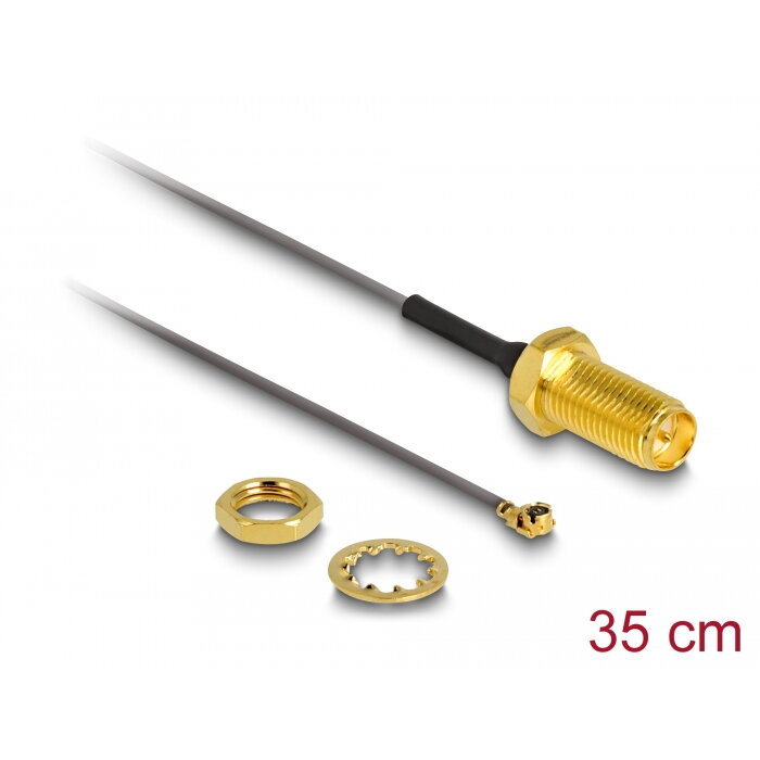 Accesoriu Retea Cablu antenă RP-SMA mamă bulkhead la MHF® I tată 1.13 35 cm lungime filet 10 mm 6 GHz