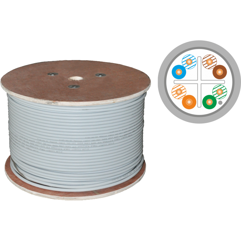 Accesoriu Retea Kabel F/UTP kat.6, sieciowy, skrętka, PVC, Eca 4PR, 1Gb/s (10Gb/s do 55m), szary, 305m (KIF6PVC305Q)