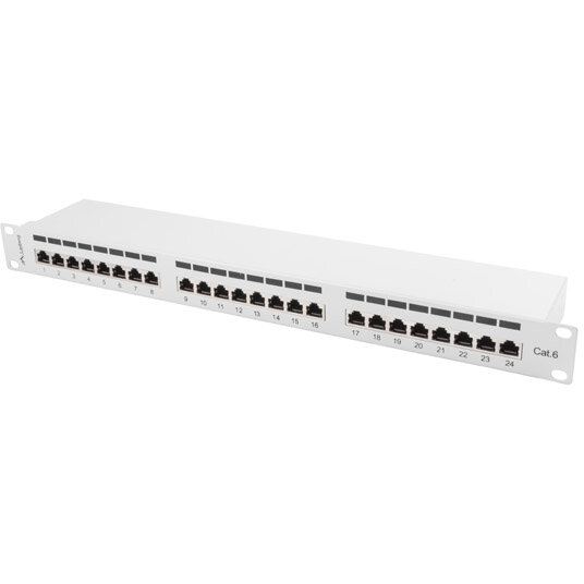 Accesoriu Retea Lanberg Patch Panel 24 port 1U, cat. 6, shielded, grey