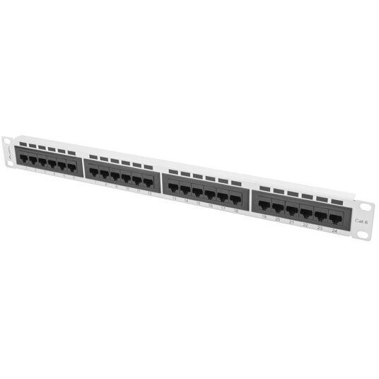 Accesoriu Retea Lanberg Patch Panel 24 port 1U, cat. 6, grey