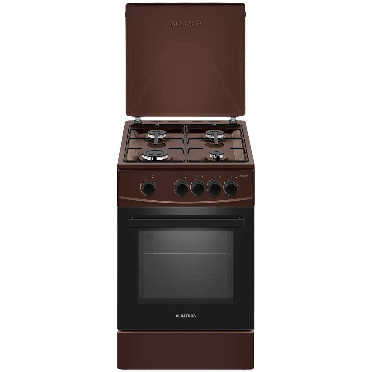 Aragaz pe Gaz AL452MBS 4 Arzatoare Siguranta Capac Metalic Maro