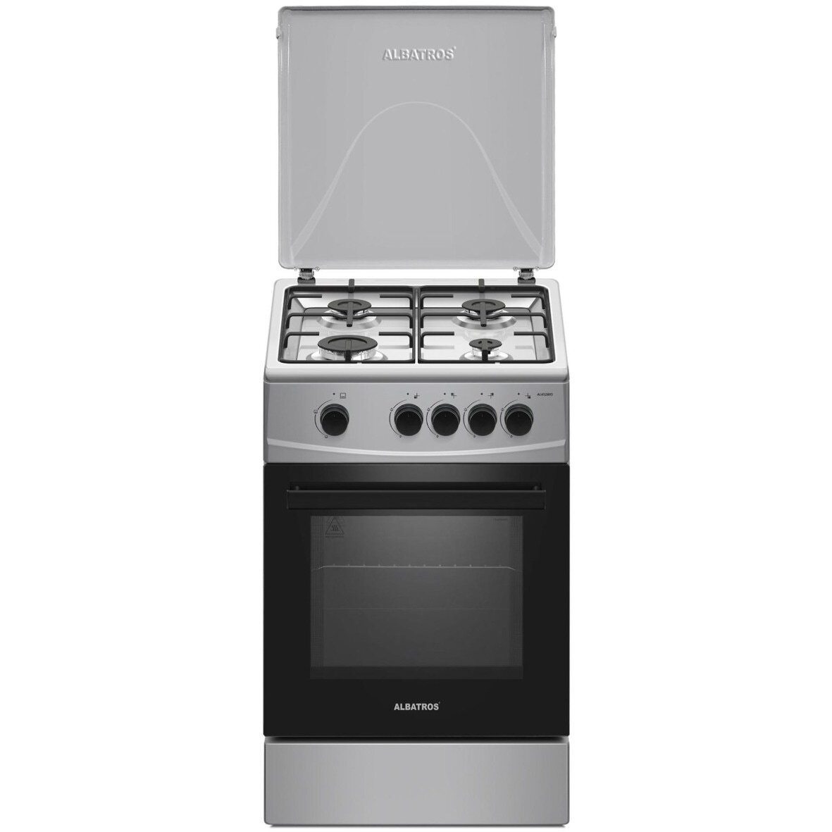 Aragaz pe Gaz AL452BXS 4 Arzatoare Capac Metalic Inox/Argintiu