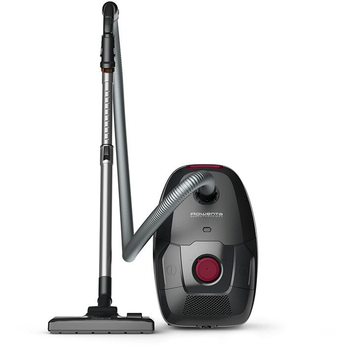 Aspirator cu sac Green Force Max RO4933EA, 750W, 70% plastic reciclat, sac Hygiene+, 4.5L, perie EasyBrush, Negru/ rosu