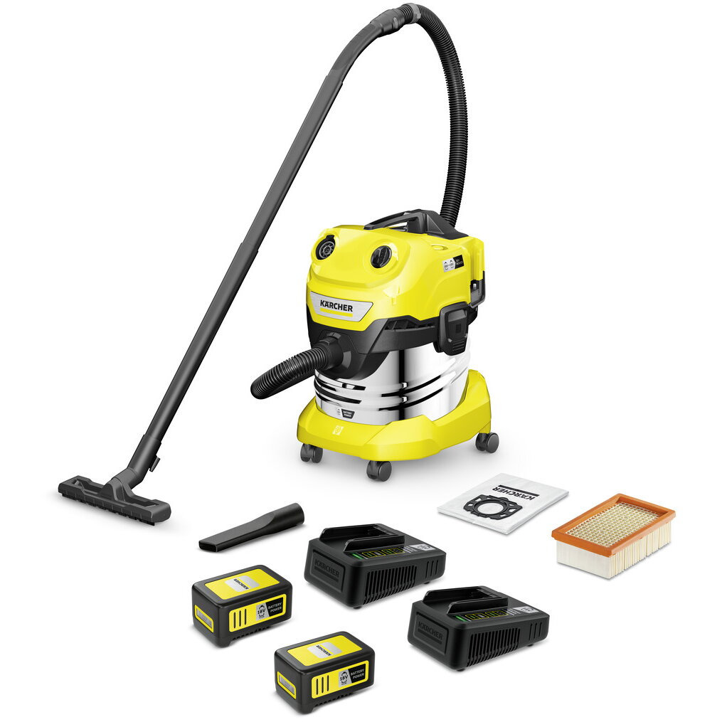Aspirator umed și uscat cu baterie WD 4-18 S Set cu baterie dublă
