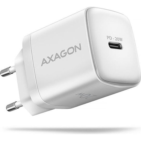 AXAGON ACU-PD20W Wall charger 20W, 1x port USB-C, PD3.0/PPS/QC4+/AFC/Apple, white