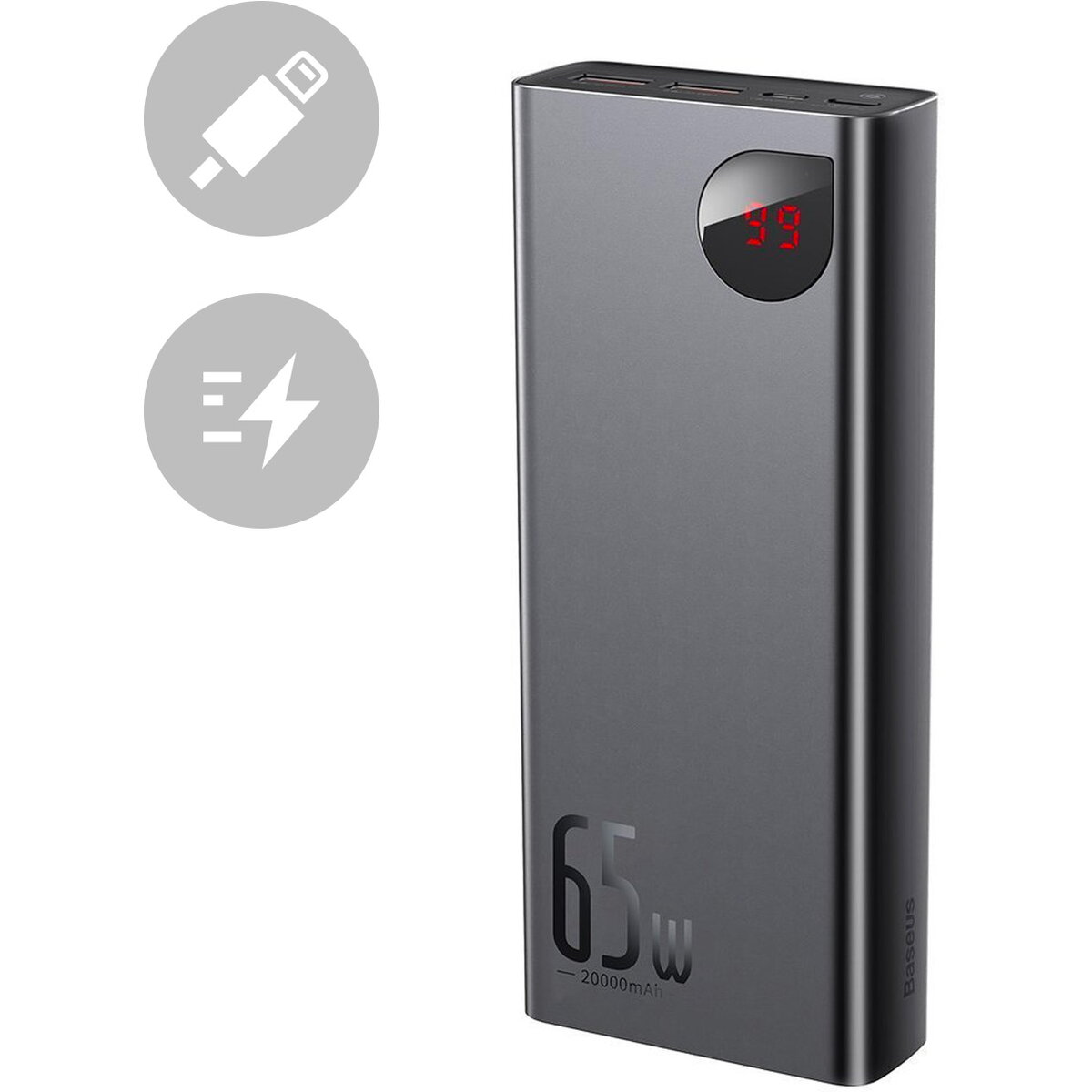 Baterie Externa Adaman 2x USB / 1x USB tip C / 1x micro USB 20000mAh 65W Quick Charge 4.0 Power Delivery negru (PPIMDA-D01)