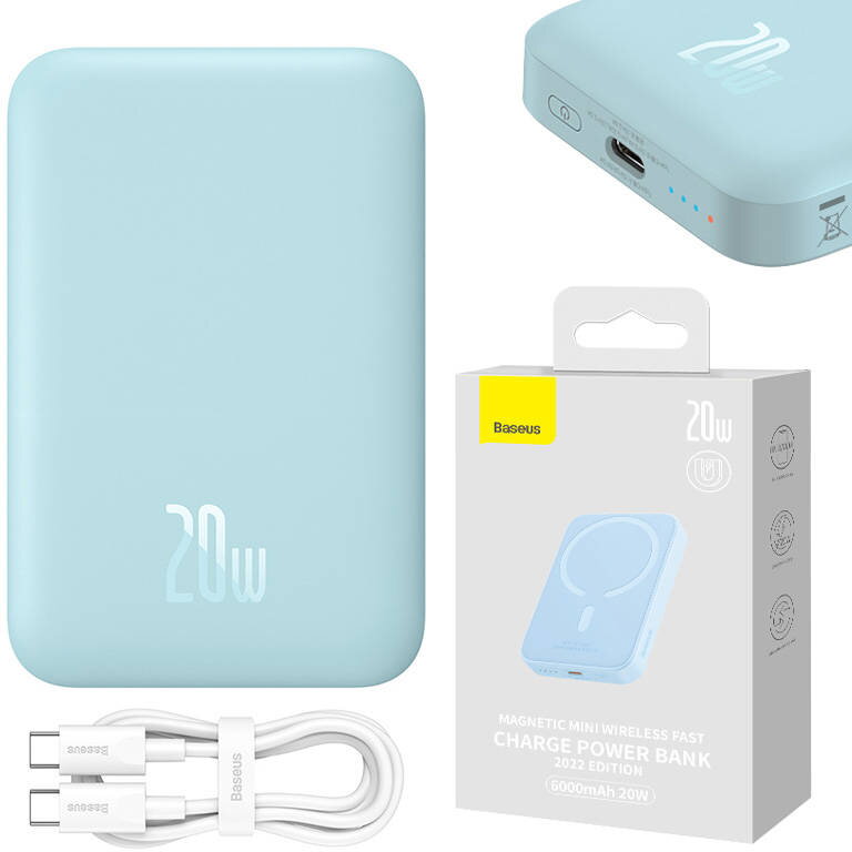 Baterie Externa Magnetic Mini 6000mAh 20W MagSafe (albastru)