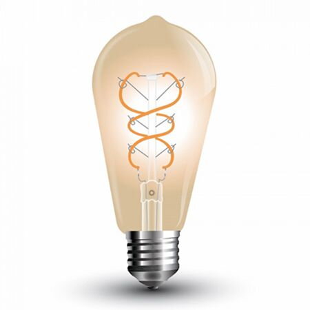 Bec LED cu filament SKU-7416 Amber Glass ST64 E27 5W reglabil 2200K lumina alba calda