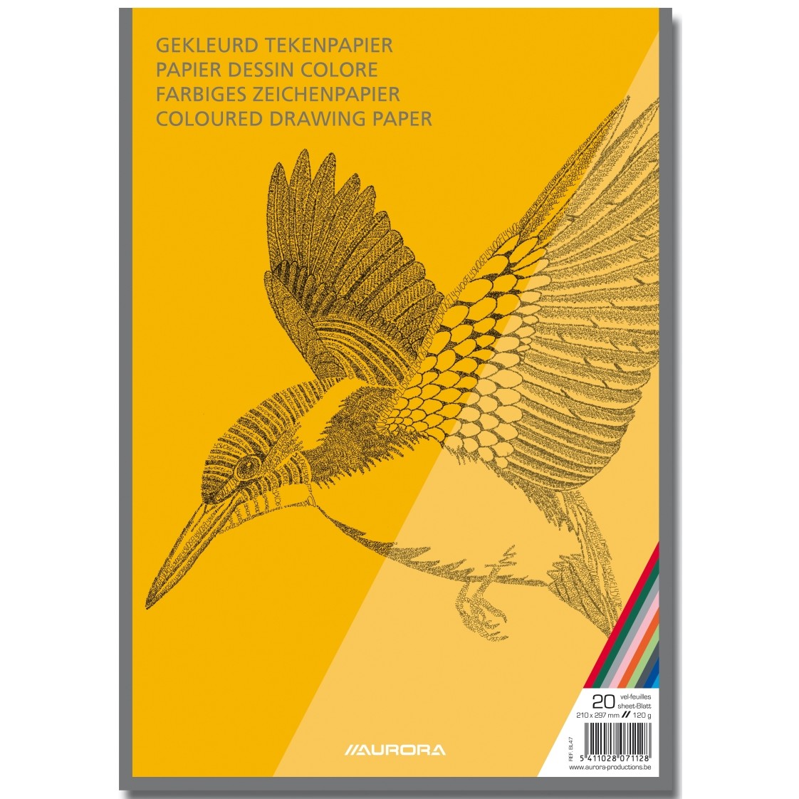 Bloc desen A4, 20 file - 120g/mp, Aurora Raphael - hartie culori asortate