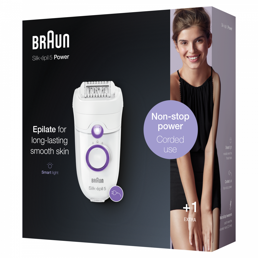 Braun SE5505P Silk-epil Epilator, Corded, White