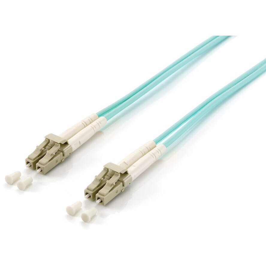 Cablu Fibra Optica LWL Patchcable LC->LC 15.00m Multimode Duplex OM3 turq Polietilena