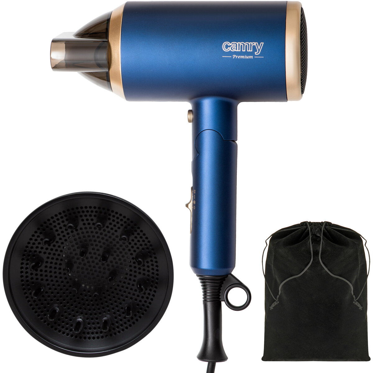 Uscator Par 1800W 2 Niveluri Viteza 2 Trepte Temperatura 1.8m 220-240V 50/60Hz Albastru/Auriu