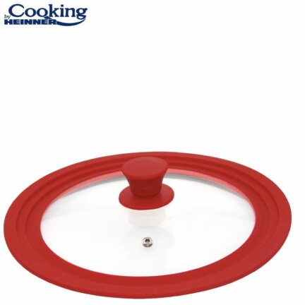 Capac Sticla Cu Margine Din Silicon Ajustabila pe 3 Dimensiuni 16/18/20cm Rosu