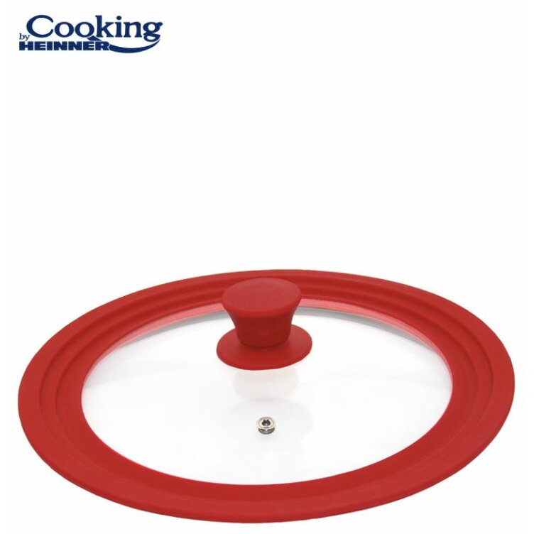 Capac Sticla Cu Margine Din Silicon Ajustabila pe 3 Dimensiuni 22/24/26cm Rosu