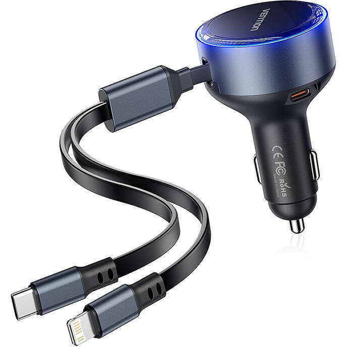 Car Charger Vention FFOB0 USB-C + cable USB-C/Lightning 30W