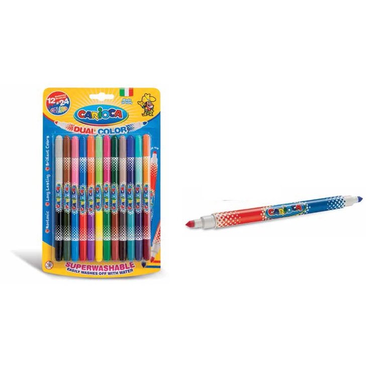 Carioca super lavabila, bicolor, 12 buc/blister, CARIOCA Bi-color